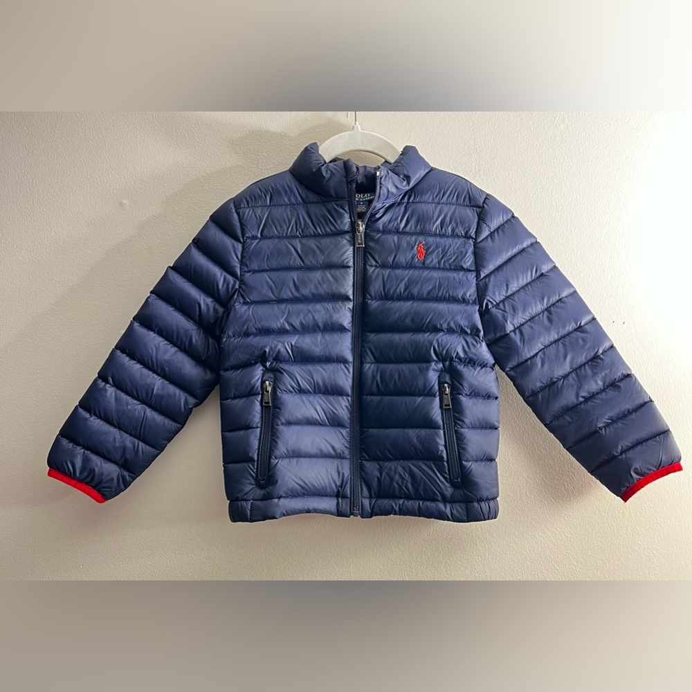 Polo Ralph Lauren Boys Packable puffer Down Jacket navy blue red pony 6